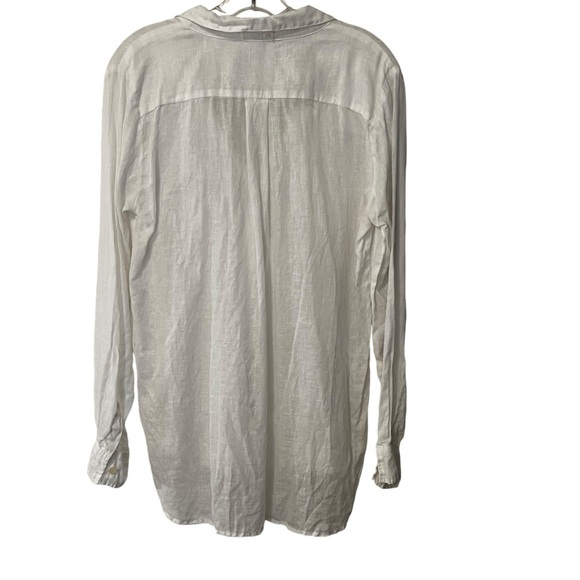 CP SHADES Linen Popover V Neck Long Sleeve Tunic Top Blouse White Boho Coastal - Picture 4 of 15